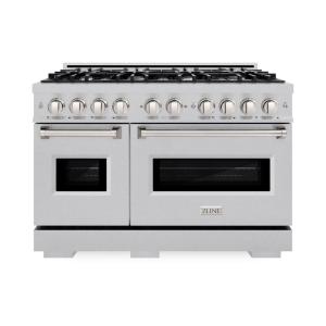imageZLINE 48 in 67 cu ft Classic Double Oven Gas Range with 8 Burner Cooktop in Satin Stainless Steel CGRS48