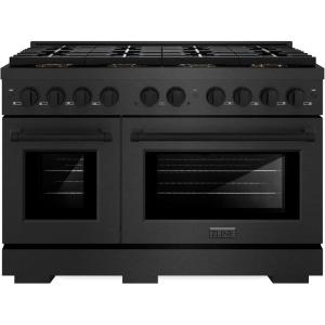 imageZLINE 48 in 67 cu ft Paramount Dual Fuel Range with 8 Burner DuoPro Cooktop and Dual Ovens in Black Satin Stainless Steel PSDRBS48