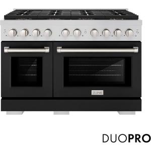 imageZLINE 48 in 67 cu ft Paramount Dual Fuel Range with 8 Burner DuoPro Cooktop and Dual Ovens with Black Matte Doors PSDRBLM48
