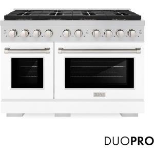imageZLINE 48 in 67 cu ft Paramount Dual Fuel Range with 8 Burner DuoPro Cooktop and Dual Ovens with White Matte Doors PSDRWM48