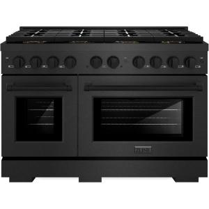 imageZLINE 48 in 67 cu ft Paramount Gas Range with 8 Burner DuoPro Cooktop and Dual Ovens in Black Satin Stainless Steel PSGRBS48
