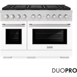 imageZLINE 48 in 67 cu ft Paramount Gas Range with 8 Burner DuoPro Cooktop and Dual Ovens with White Matte Doors PSGRWM48