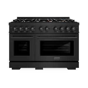 imageZLINE 48 in 67 cu ft Select Double Oven Dual Fuel Range in Black Stainless Steel with 8 Brass Burners HDRBBR48