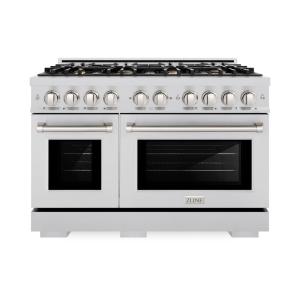 imageZLINE 48 in 67 cu ft Select Double Oven Dual Fuel Range in Stainless Steel with 8 Brass Burners HDRBR48