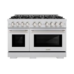 imageZLINE 48 in 67 cu ft Select Double Oven Dual Fuel Range with 8 Burner Gas Cooktop in Stainless Steel HDR48