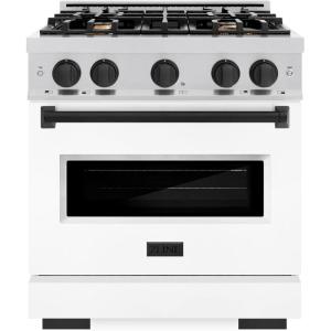 imageZLINE Autograph 30 Classic Dual Fuel Range wWhite Door amp Black Accents CDRZWM30MB