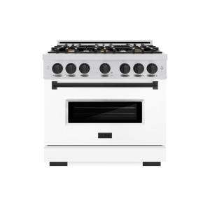 imageZLINE Autograph 36 Classic Dual Fuel Range wWhite Door amp Black Accents CDRZWM36MB