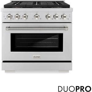 imageZLINE Autograph 36 in Paramount DuoPro Gas Range in Stainless Steel with Nickel Helix Handle PSGRZ36KPN