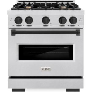 imageZLINE Autograph Edition 30 in 42 cu ft Classic Gas Range with 4 Burner Cooktop and Convection Gas Oven in Satin Stainless Steel and Matte Black Accents CGRSZ30MB