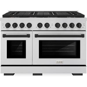 imageZLINE Autograph Edition 48 in 67 cu ft Paramount Dual Fuel Range with 8 Burner DuoPro Cooktop and Dual Ovens in Stainless Steel and Matte Black Accents PSDRZ48MB