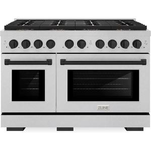 imageZLINE Autograph Edition 48 in 67 cu ft Paramount Gas Range with 8 Burner DuoPro Cooktop and Dual Ovens in Satin Stainless Steel and Matte Black Accents PSGRSZ48MB