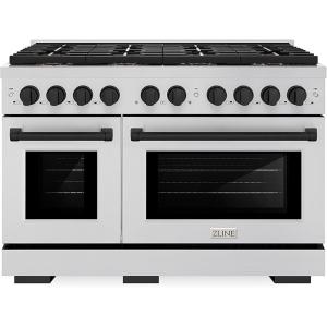 imageZLINE Autograph Edition 48 in 67 cu ft Paramount Gas Range with 8 Burner DuoPro Cooktop and Dual Ovens in Stainless Steel and Matte Black Accents PSGRZ48MB