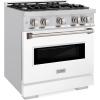 imageZLINE 30 in 42 cu ft Classic Gas Range with 4 Burner Cooktop and Convection Gas Oven in Stainless Steel with White Matte Door CGRWM30