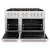 imageZLINE 48 in 67 cu ft Classic Double Oven Dual Fuel Range in Satin Stainless Steel with 8 Brass Burners CDRSBR48