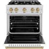 imageZLINE Autograph 30 in Classic Dual Fuel Satin Steel Range wWhite amp Bronze Accents