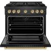 imageZLINE Autograph 36 in 52 cu ft Paramount Dual Fuel Range with 6 Burner DuoPro Cooktop and Electric Convection Oven in Black Satin Stainless Steel and Champagne Bronze Accents PSDRBSZ36CB