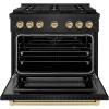 imageZLINE Autograph Edition 36 in 52 cu ft Paramount Gas Range with 6 Burner DuoPro Cooktop and Convection Gas Oven in Black Stainless Steel and Champagne Bronze Accents PSGRBZ36CB