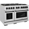 imageZLINE Autograph Edition 48 in 67 cu ft Select Double Oven Dual Fuel Range with 8 Burner Gas Cooktop in Satin Stainless Steel and Matte Black Accents HDRSZ48MB