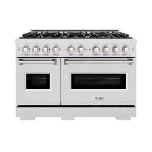 imageZLINE 48 in 67 cu ft Classic Double Oven Dual Fuel Range in Satin Stainless Steel with 8 Brass Burners CDRSBR48