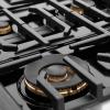 imageZLINE 48 in Autograph Edition Paramount Gas Rangetop with 8 Burners and Porcelain Cooktop in Satin Stainless Steel with Polished Gold Accents SRTSZ48G