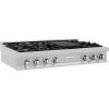 imageZLINE 48 in Legacy Gas Rangetop with 6 Brass Burners and Porcelain Cooktop in Satin Stainless Steel RTSBR48