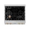 imageZLINE Autograph Edition 30 in Legacy Gas Rangetop with 4 Burners and Porcelain Cooktop in Satin Stainless Steel with Champagne Bronze Accents RTSZ30CB