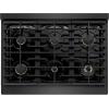 imageZLINE Autograph Edition 36 in Paramount Gas Rangetop with 6 Burners and Porcelain Cooktop in Black Satin Stainless Steel with Polished Gold Accents SRTBSZ36G