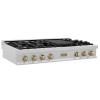 imageZLINE Autograph Edition 48 in Legacy Gas Rangetop with 7 Burners and Porcelain Cooktop in Satin Stainless Steel with Champagne Bronze Accents RTSZ48CB