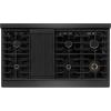 imageZLINE Autograph Edition 48 in Paramount Gas Rangetop with 8 Burners and Porcelain Cooktop in Black Satin Stainless Steel with Polished Gold Accents SRTBSZ48G