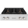 imageZLINE 30 in Paramount Gas Rangetop with 4 Brass Burners and Porcelain Cooktop in Satin Stainless Steel SRTSBR30