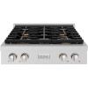 imageZLINE 30 in Paramount Gas Rangetop with 4 Brass Burners and Porcelain Cooktop in Stainless Steel SRTBR30