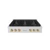 imageZLINE 36 in Autograph Edition Paramount Gas Rangetop with 6 Burners and Porcelain Cooktop in Stainless Steel with Polished Gold Accents SRTZ36G
