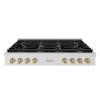 imageZLINE 48 in Autograph Edition Paramount Gas Rangetop with 8 Burners and Porcelain Cooktop in Satin Stainless Steel with Champagne Bronze Accents SRTSZ48CB