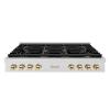 imageZLINE 48 in Autograph Edition Paramount Gas Rangetop with 8 Burners and Porcelain Cooktop in Satin Stainless Steel with Polished Gold Accents SRTSZ48G