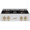 imageZLINE Autograph Edition 30 in Classic Gas Rangetop with 4 Burner DuoPro Cooktop in Satin Stainless Steel and Champagne Bronze Accents PCRTSZ30CB