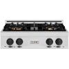 imageZLINE Autograph Edition 30 in Classic Gas Rangetop with 4 Burner DuoPro Cooktop in Satin Stainless Steel and Matte Black Accents PCRTSZ30MB
