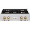 imageZLINE Autograph Edition 30 in Classic Gas Rangetop with 4 Burner DuoPro Cooktop in Stainless Steel and Champagne Bronze Accents PCRTZ30CB