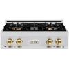 imageZLINE Autograph Edition 30 in Classic Gas Rangetop with 4 Burner DuoPro Cooktop in Stainless Steel and Polished Gold Accents PCRTZ30G