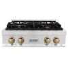imageZLINE Autograph Edition 30 in Legacy Gas Rangetop with 4 Burners and Porcelain Cooktop in Satin Stainless Steel with Champagne Bronze Accents RTSZ30CB