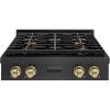 imageZLINE Autograph Edition 30 in Paramount Gas Rangetop with 4 Burner DuoPro Cooktop in Black Satin Stainless Steel and Champagne Bronze Accents PSRTBSZ30CB