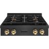 imageZLINE Autograph Edition 30 in Paramount Gas Rangetop with 4 Burner DuoPro Cooktop in Black Satin Stainless Steel and Polished Gold Accents PSRTBSZ30G