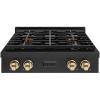 imageZLINE Autograph Edition 30 in Paramount Gas Rangetop with 4 Burner DuoPro Cooktop in Black Stainless Steel and Polished Gold Accents PSRTBZ30G