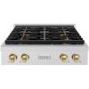 imageZLINE Autograph Edition 30 in Paramount Gas Rangetop with 4 Burner DuoPro Cooktop in Satin Stainless Steel and Champagne Bronze Accents PSRTSZ30CB