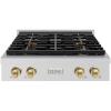 imageZLINE Autograph Edition 30 in Paramount Gas Rangetop with 4 Burner DuoPro Cooktop in Stainless Steel and Champagne Bronze Accents PSRTZ30CB