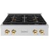 imageZLINE Autograph Edition 30 in Paramount Gas Rangetop with 4 Burner DuoPro Cooktop in Stainless Steel and Polished Gold Accents PSRTZ30G