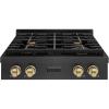 imageZLINE Autograph Edition 30 in Paramount Gas Rangetop with 4 Burners and Porcelain Cooktop in Black Satin Stainless Steel with Champagne Bronze Accents SRTBSZ30CB