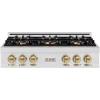 imageZLINE Autograph Edition 36 in Classic Gas Rangetop with 6 Burner DuoPro Cooktop in Satin Stainless Steel and Champagne Bronze Accents PCRTSZ36CB