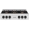 imageZLINE Autograph Edition 36 in Classic Gas Rangetop with 6 Burner DuoPro Cooktop in Satin Stainless Steel and Matte Black Accents PCRTSZ36MB