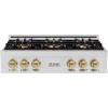 imageZLINE Autograph Edition 36 in Classic Gas Rangetop with 6 Burner DuoPro Cooktop in Stainless Steel and Champagne Bronze Accents PCRTZ36CB