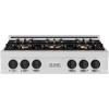 imageZLINE Autograph Edition 36 in Classic Gas Rangetop with 6 Burner DuoPro Cooktop in Stainless Steel and Matte Black Accents PCRTZ36MB